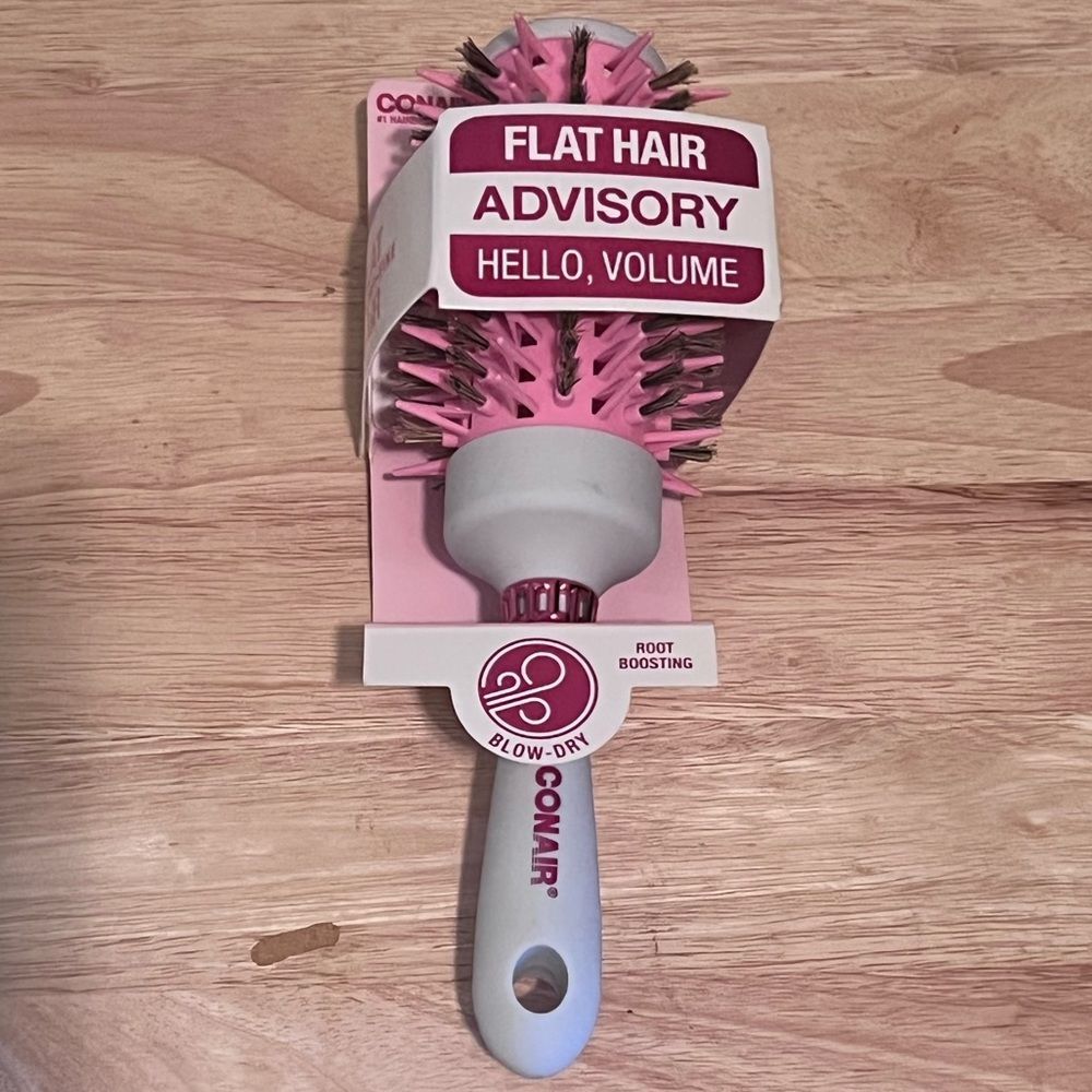 Conair Pink the Hairbrush Advisory Flat Hair Blow-Dry Round Brush NEW